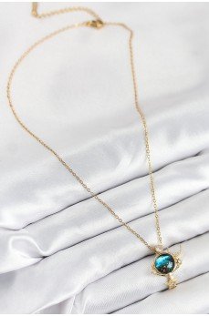 316L Çelik Zirkon Taşlı Gezegen Model Gold Renk Kadın Kolye