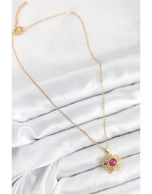 316L Çelik Zirkon Taşlı Döner Güneş Model Gold Renk Kadın Kolye