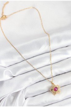 316L Çelik Zirkon Taşlı Döner Güneş Model Gold Renk Kadın Kolye