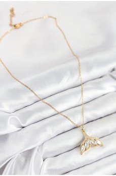 316L Çelik Zirkon Taşlı Balık Kuyruğu Model Gold Renk Kadın Kolye