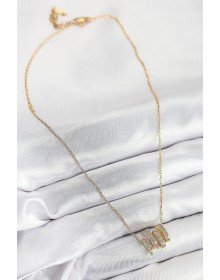 316L Çelik Zirkon Taşlı Sarmal Model Gold Renk Kadın Kolye