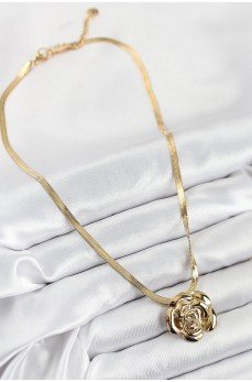 316L Çelik Gül Figürlü İtalyan Zincir Model Gold Renk Kadın Kolye