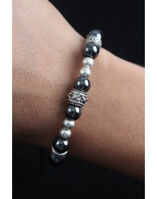 Doğal Taş X Model Antrasit Renk Asansörlü Erkek Bileklik