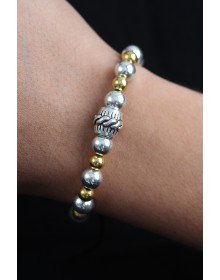 Doğal Taş Sarmal Model Gold Ve Gümüş Renk Asansörlü Erkek Bileklik