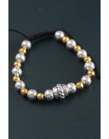 Doğal Taş Sarmal Model Gold Ve Gümüş Renk Asansörlü Erkek Bileklik