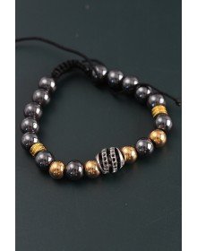 Doğal Taş Sarmal Model Gold Ve Füme Renk Asansörlü Erkek Bileklik