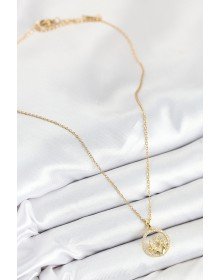 316L Çelik Zirkon Taşlı Yıldız Ve Kalp Model Gold Renk Kadın Kolye