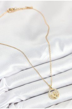 316L Çelik Zirkon Taşlı Yıldız Ve Kalp Model Gold Renk Kadın Kolye