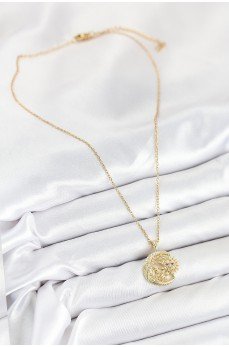 316L Çelik Zirkon Taşlı Ay Ve Güneş Model Gold Renk Kadın Kolye