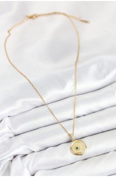 316L Çelik Zirkon Taşlı Ay Ve Güneş Model Gold Renk Kadın Kolye