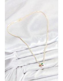 Pirinç Zirkon Taşlı Su Yolu Asorti Çiçek Model Gold Renk Kadın Kolye