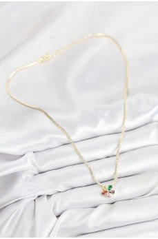 Pirinç Zirkon Taşlı Su Yolu Asorti Çiçek Model Gold Renk Kadın Kolye