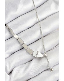 Pirinç Yılan Model Gümüş Renk Asansörlü Kadın Kolye