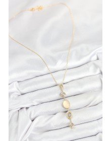 Pirinç Zincir Sarı Gold Renk Zirkon Taşlı Y Kolye