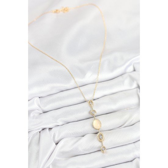 Pirinç Zincir Sarı Gold Renk Zirkon Taşlı Y Kolye Pirinç Zincir Sarı Gold Renk Zirkon Taşlı Y Kolye