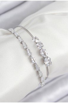 Pirinç Zirkon Taşlı Su Yolu Model Gümüş Renk Kadın Bileklik