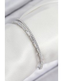 Pirinç Zirkon Taşlı Su Yolu Model Gümüş Renk Kadın Bileklik