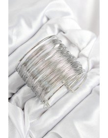 Pirinç Tel Sarma Model Gümüş Renk Kadın Bileklilk