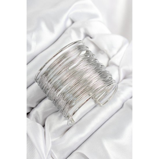 Pirinç Tel Sarma Model Gümüş Renk Kadın Bileklilk