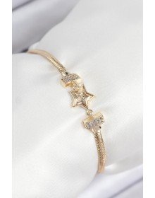 Pirinç Zirkon Taşlı Yıldız Model Gold Renk Kadın Bileklik