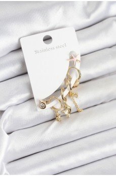 Pirinç Gold Renk Set Küpe Pirinç Gold Renk Set Küpe