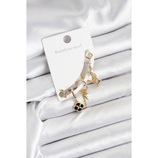 Pirinç Gold Renk Kadın Set Küpe Pirinç Gold Renk Kadın Set Küpe