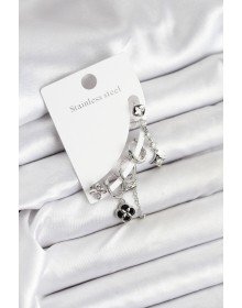 Pirinç Gümüş Renk Kadın Set Küpe