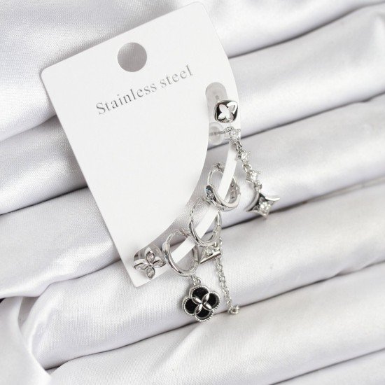 Pirinç Gümüş Renk Kadın Set Küpe Pirinç Gümüş Renk Kadın Set Küpe