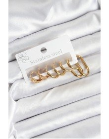 316L Çelik Gold Renk Kadın Küpe Seti