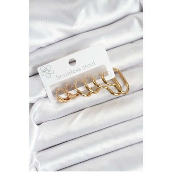 316L Çelik Gold Renk Kadın Küpe Seti 316L Çelik Gold Renk Kadın Küpe Seti