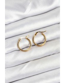 316L Çelik Gold Renk 15 mm Halka Kadın Küpe
