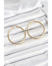 316L Çelik Gold Renk 35 mm Halka Kadın Küpe