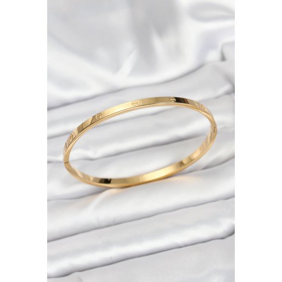 316L Çelik Gold Renk 65 mm İnce Kadın Kelepçe Bileklik