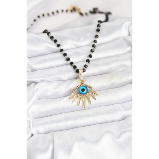 316L Çelik Zincir Kristal Boncuklu Göz Model Kadın Kolye 316L Çelik Zincir Kristal Boncuklu Göz Model Kadın Kolye