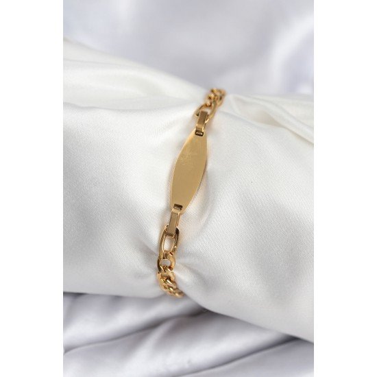 316L Çelik Gold Renk Oval Yazı Yazmaya Uygun Kadın Bileklik 316L Çelik Gold Renk Oval Yazı Yazmaya Uygun Kadın Bileklik