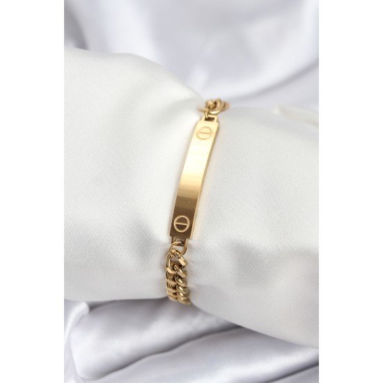 316L Çelik Gold Renk Yazı Yazmaya Uygun Kadın Bileklik