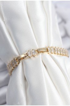 Pirinç VIP Seri Gold Renk Zirkon Taşlı Kadın Bileklik