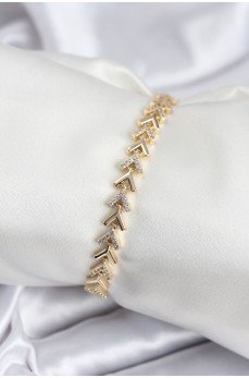 Pirinç VIP Seri Gold Zirkon Taşlı Balık Sırtı Model Kadın Bileklik