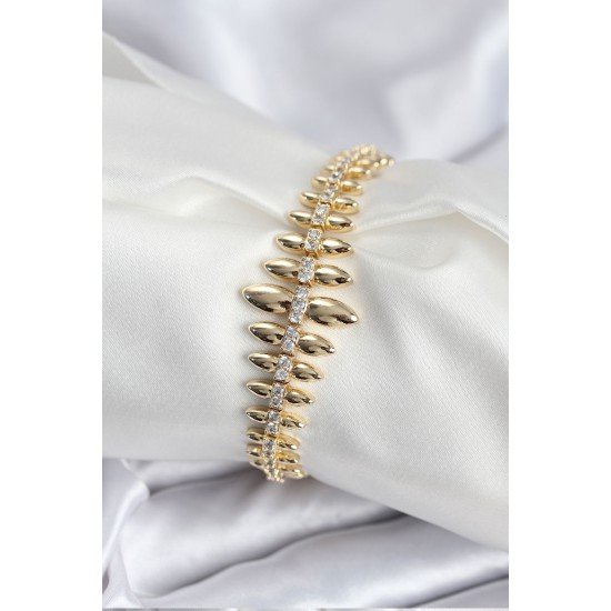 Pirinç VIP Seri Gold Renk Sıralı Damla Model Kadın Bileklik Pirinç VIP Seri Gold Renk Sıralı Damla Model Kadın Bileklik