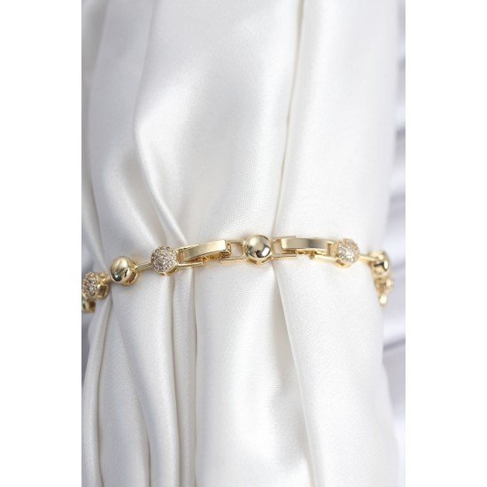 Pirinç VIP Seri Gold Renk Topçuk Model Kadın Bileklik