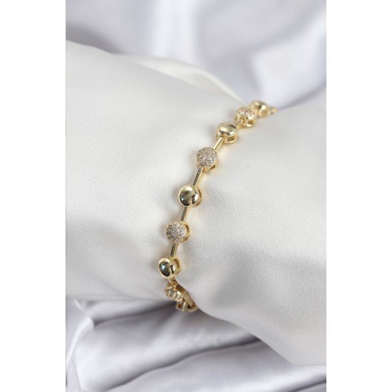 Pirinç VIP Seri Gold Renk Topçuk Model Kadın Bileklik