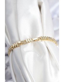 Pirinç VIP Seri Gold Renk Zirkon Taşlı Arpa Model Kadın Bileklik