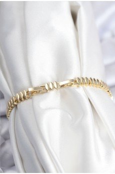 Pirinç VIP Seri Gold Renk Zirkon Taşlı Arpa Model Kadın Bileklik