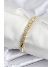 Pirinç VIP Seri Gold Renk Zirkon Taşlı Arpa Model Kadın Bileklik