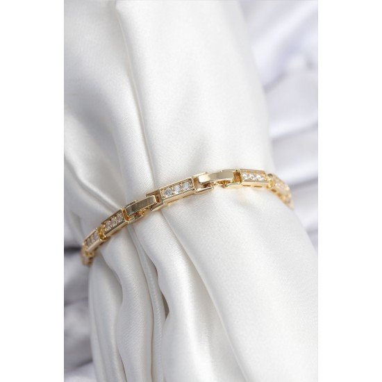 Pirinç VIP Seri Gold Renk Parçalı Model Kadın Bileklik