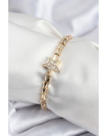 Pirinç VIP Seri Gold Renk Zirkon Taşlı Yıldız Model Kadın Bileklik