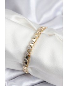 Pirinç VIP Seri Gold Renk Sıralı Üçgen Model Kadın Bileklik