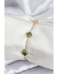 316L Çelik Gold Renk Yeşil Baby Boy Yonca Kadın Bileklik