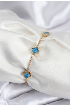 316L Çelik Gold Renk Buz Mavisi Baby Boy Yonca Kadın Bileklik 316L Çelik Gold Renk Buz Mavisi Baby Boy Yonca Kadın Bileklik