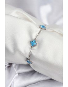 316L Çelik Gümüş Renk Buz Mavisi Baby Boy Yonca Kadın Bileklik